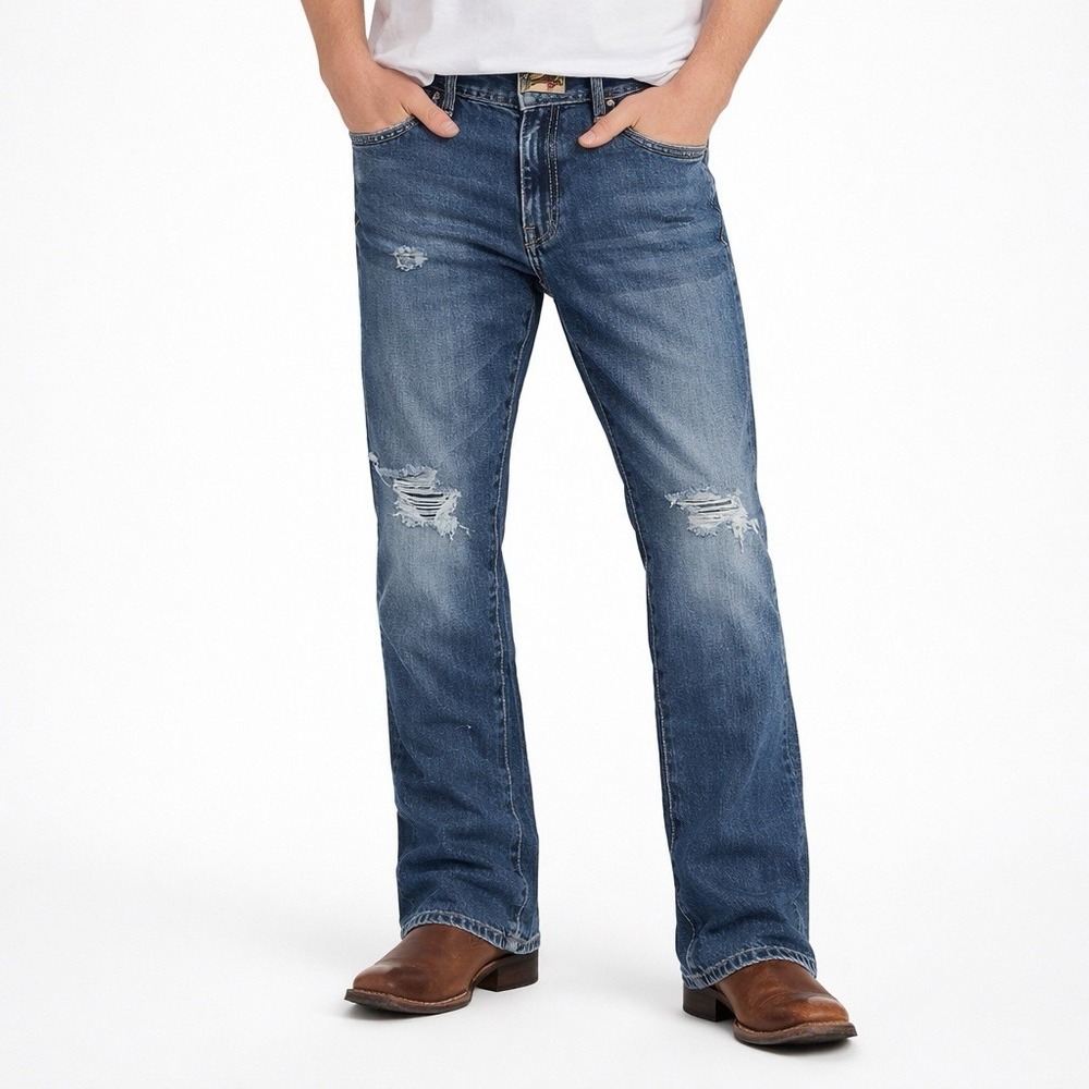 WRANGLER 20X Blue Bootcut Jeans sz 31x38 Vintage Distressed Denim Western 42MWX